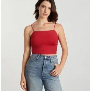 Everlane The Cropped Square Neck Cami Red Goji Berry Stretchy Crop Top Small NWT